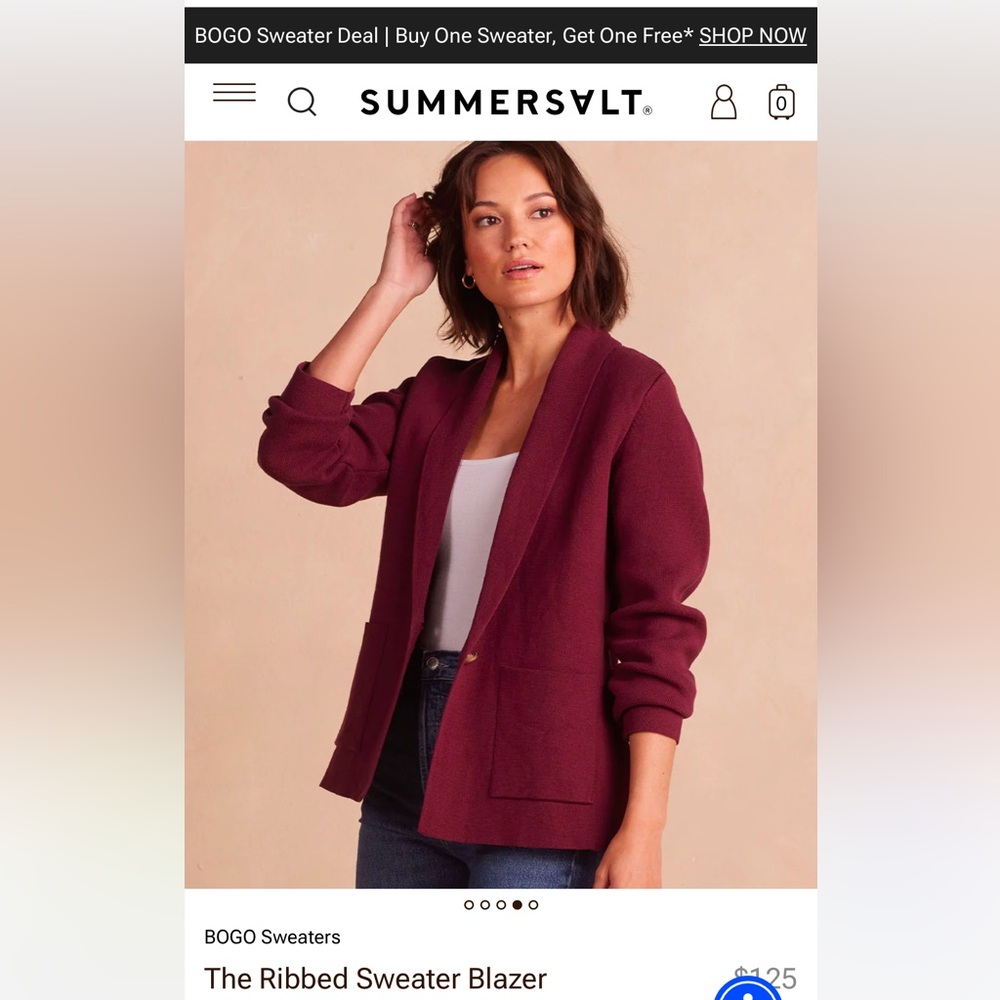 Summersalt Ribbed Sweater Blazer Size XL